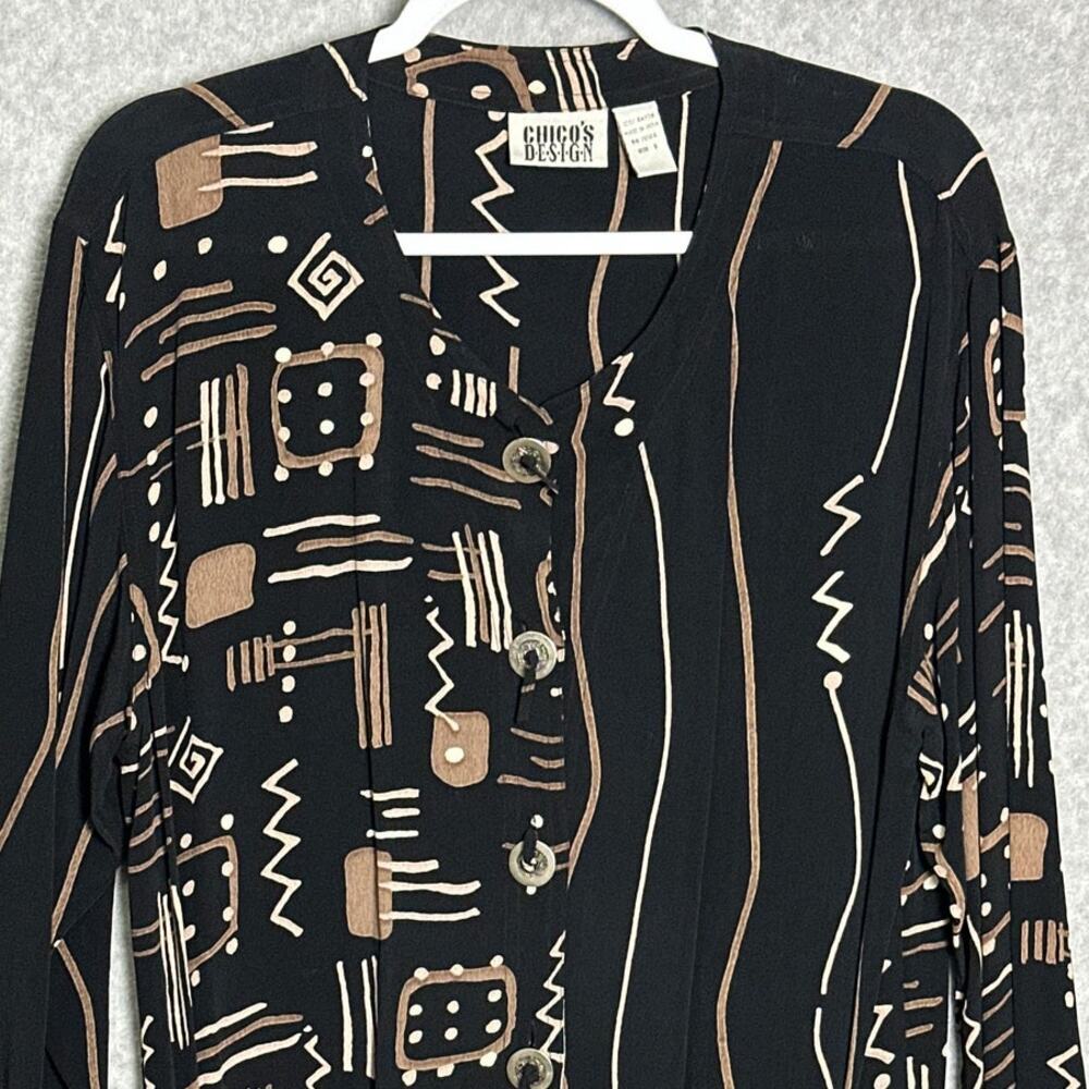Chicos Design Vintage Sz‎ S Aztek Tribal Tunic Blouse Button Up Western Abstract - Picture 8 of 14